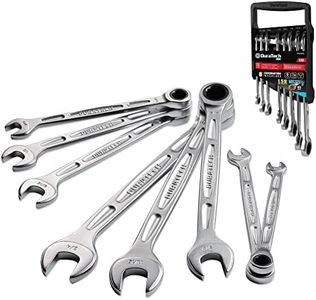 DURATECH Ratcheting Combination Wrench Sets, SAE 5/16" to 3/4" open end wrench set, 8-Piece, 90-Tooth, Chrome Vanadium Steel with Heat Treatment, Sand Blasting and Bright Chrome Plating Box Wrench Set