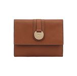 PAUL COSTELLOE Genuine Leather Women's Purse with Flap & Gold Finish Logo Embossed Hardware disc, Designer RFID-Blocking Bifold Wallet with Zip Coin Pocket - Stylish Designer Purse - LAWA