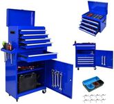 GarveeTech Rolling Tool Chest, Tool Chest With 5 Drawers & Wheels, Portable Rolling Tool Box On Wheels, Tool Chest Organizer for Garage, Workshop, Home Crafts Use (Blue, 5-Drawers 2-in-1)