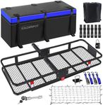 KAIZONPOT 60" X 20" X 6" Folding Cargo Carrier Hitch Mount | 500 lb Capacity Hitch Rack with Waterproof Cargo Carrier Bag | Steel Trailer Hitch Cargo Carrier | Hitch Mount Cargo Carrier