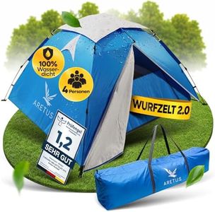 Aretus Wurfzelt - extra wasserdicht & stabil, schneller Auf & Abbau in 45 Sekunden | Wurfzelt 2 Personen wasserdicht, Wurfzelt 3 Personen, Wurfzelt 4 Personen, Pop Up Zelt 4 Personen. 3 Personen Zelt