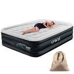 OWZ Queen Size Air Mattress, Inflatable Air Bed with Built-in Pump, 3 Mins Quick Self-Inflation/Deflation, Blow Up Mattress with Integrated Pillow for Home Travel, 80x60x18in, 660lb MAX