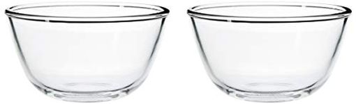 Amazon Brand - Solimo Mixing/Serving Borosilicate Solid Glass Bowl Set (2 pieces, 550ml_Transparent)