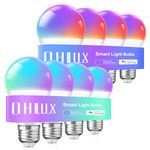 OHLUX Smart Light Bulbs, 10W A19 WiFi & Bluetooth Color Changing Light Bulbs, Music Sync,16 Million DIY Colors Dimmable Alexa Led Light Bulbs Compatible with Alexa Google Home, No Hub Required, 8 Pack