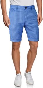 Heyfanee Mens Slim Fit Shorts Stretch Casual Chino Shorts for Men Flat Front 9 Inch Inseam Blue Striped 28