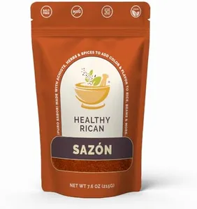 Healthy Rican Sazon Seasoning 7.6 oz Large Pouch Puerto Rican Latin Spice Blend No Red 40 Gluten Free Keto Whole30 Approved No MSG Preservatives Artificial Flavors Non GMO Low Sodium (Sazon Large)
