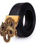 YOHOWA Ratchet Belt Mens Novelty Buckle Sliding Genuine Leather Casual Belt Snake