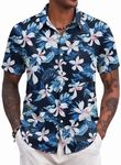 COOFANDY Mens Hawaiian Shirts Printed Vacation Beach Shirt Button Down Aloha Shirt