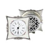 KEYPOWER Small Table Clock Quartz Analog Desk Clock Enamel with Crystal Diamond Decorative Frame,for Home Bedroom Living Room(White)