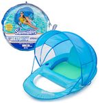 SwimWays Spring Float Premium Recliner with Canopy, Pool Lounger for Swimming Pools, Inflatable Pool Floats Adult with Fast Inflation for Ages 15 & Up, Sky Blue