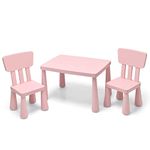 Maxmass Kids Activity Play Table & Chair Set, Children Multifunction Study Table with 2 Chairs, Kids Furniture Set for Drawing, Arts & Crafts and Snack Time (Pink)