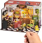 ROBOTIME DIY Miniature House Kit Garage Workshop with Light, Wooden Dollhouse Model Building Kit for Adults and Children, Holiday Birthday Gifts for Boys Girls