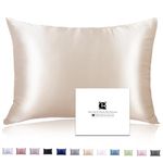 Ravmix 100% Silk Pillowcase for Hair and Skin with Hidden Zipper, Both Sides 21Momme Pure Mulberry Silk Pillow Case Standard 50×75cm, 1PCS, Beige