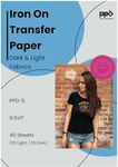 PPD Inkjet Iron-On Mixed Light and Dark Transfer Paper LTR 8.5X11 - Pack of 40 Sheets (PPD005-Mix)