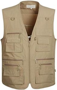 PASOK Men's Work Fishing Vests Lightweight Safari Travel Hunting Waistcoat With Multi-Pockets, Color 2, Large