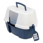 IRIS Large Hooded Corner Litter Box with Scoop, Navy