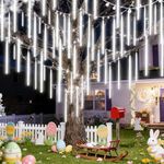 EAGWELL Meteor Shower Lights Outdoor, 20 inch 20 Tube 1080 LEDs White Meteor Lamp, Cascading Falling Rain Light, Raindrop Snowfall Icicle Lights for Tree Yard Party Patio Christmas Decoration