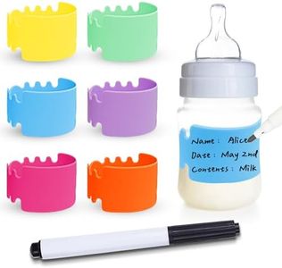 Yisquar 6 PCS Baby Bottle Labels for Daycare Reusable Daycare Bottle Band Water Bottle Name Bands Waterproof Silicone Sippy Cup Bands for Daycare School Baby Bottle Labels Essentials with Markers