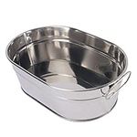 Angoily Galvanized Metal Tub, Beverage Tub for Parties, Galvanized Drink Tub Ice Bucket Oval Storage Bucket Ice Tub, 8.84x6.01x3.14