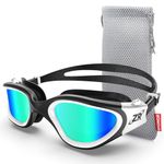 ZIONOR Swimming Goggles G1 Polarized Swim Goggles UV Protection Watertight Anti-Fog Adjustable Strap Comfort fit for Unisex Adult Men and Women-White Frame Gold Lens