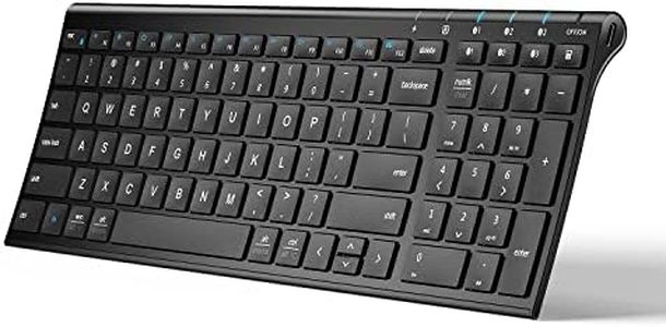 iClever BK10 Bluetooth Keyboard, Rechargeable Wireless Keyboard with Number Pad, Multi-Device Connection, Slim and Compact Design, Comfortable Typing Keyboard for iPad, iPhone, Mac, iOS, Windows