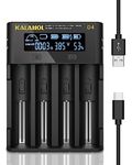 18650 Battery Charger, KALAHOL Rechargeable Battery Charger, 4-Slot Universal Battery Charger, Super Fast Charging, LCD Display with Micro USB for Li-ion Batteries 18650 26650, Ni-MH/Ni-Cd A AA AAA