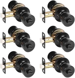 HOSOM 6 Pack Matte Black Door Knobs Interior Privacy Door Knob Bedroom Bathroom Door knobs with Lock Keyless Doorknobs, Black Door Handles