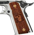 Zib Grips 1911 Harley Davidson Skull Wooden Grips for 1911 Pistols, 1911 Accessories (Amber)