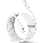 60W Fast Charger Braided Cable For Iphone 16, 16 Plus, 16 Pro Max, Iphone 16 Plus Series, Iphone 15, 15 Plus, 15 Pro Max, Mac Book, Samsung S24 Ultra, S23 Ultra, Ipad, Usb-C 60W Charging Cord, White