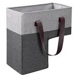 Navaris Stair Basket, Grey - Organiser Storage Baskets for Stairs - Lightweight & Collapsible with Practical Leather Handle - Innovative Staircase Decor Ideal for Shoe Storage