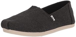 TOMS Women's Alpargata Print Glitter Loafer Flat, Black, 5 UK