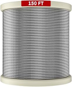 LuckIn 1/8 inch Stainless Steel Cable, T316 Aircraft Wire Rope, 150FT, 7 x 7 Strands Construction for Cable Railing