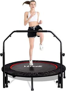 FirstE 48" Foldable Fitness Trampolines, Rebound Recreational Exercise Trampoline with 4 Level Adjustable Heights Foam Handrail, Jump Trampoline for Kids and Adults Indoor&Outdoor, Max Load 440lbs
