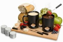 Evelots Mini Fondue Pot Set/Personal Fondue Mugs-Chocolate/Cheese/14-Piece Fondue Maker Gift Set/2 Ceramic Mugs/Forks/Candles