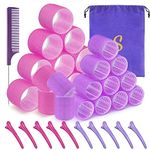 Hair Roller Set 24 pcs,Heatless Hair Curlers,Self Grip Hair Rollers,Hair rollers with hair clips and comb,Salon hairdressing curlers,DIY Hair Styles, Sungenol 2 Sizes Hair Rollers in 1 set