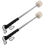 Jiozermi 2 Pcs Drum Mallet 13.8 Inches Length, Wool Felt Drum Stick, Anti-slip Bass Percussion Sticks, Instrument Band Accessory Part for Drums Snare Drums, Beige White