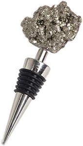AMOYSTONE Natural Pyrite Wine Bottle Stopper with Airtight Alloy Seal for Kitchen Bar Decor - Irregular Crystal Stone Shelf Ornament, Unique Gift for Wine Lovers (4 Inch)