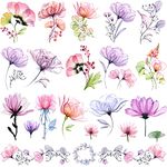 Tazimi 16 Sheets X-Ray Flower Temporary Tattoos for Women, Xray Watercolor Rose Lily Flower Tattoos Arm Fake Flower Tattoo Stickers Body Art Waterproof Tattoo Stickers