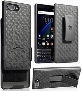 BlackBerry Key2 LE Case with Clip, Nakedcellphone [Black Tread] Kickstand Cover with [Rotating/Ratchet] Belt Hip Holster Combo for BlackBerry Key2 LE Phone [[ONLY for LE Model]]