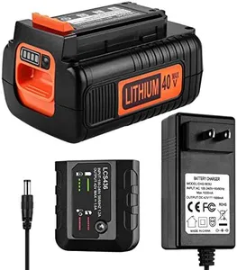 Powilling 3.5Ah 40 Volt Max Replacement Black and Decker 40V Lithium Battery LBX2040 LBXR36 LBXR2036 LST540 LBX1540 LST136W with Portable Charger for Black Decker 40V MAX Battery Charger