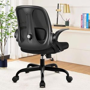 Razzor Office Chair, Ergonomic Computer Desk Chair with 2D Lumbar Support and Flip-up Arms, Swivel Breathable Mesh Task Chair with Adjustable Height for Home Office, RZ2203-Black