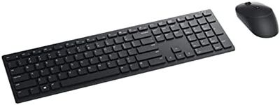 Dell KM5221W Pro Wireless Keyboard and Mouse, UK (QWERTY), 2.4GHz, 128-bit AES Encryption, 4000 dpi, Windows, Apple, Android, Linux and Chrome, (Black)