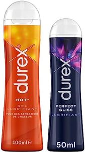 Durex - Lot de 2 Gels Lubrifiants Intime - Hot Chauffant Stimulant 100 ml - Perfect Gliss 50 ml