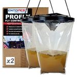 Entopest ProFly Hanging Fly Killer Bag - Professional Quality High Strength Trap Catches 20,000 Flies - Non-Toxic Control Gardens, Farms & Paddocks (Pack of 2)