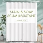 AmazerBath Shower Curtain Liner, 72x72 Plastic White Shower Curtain Liner, Cute Waterproof PEVA Shower Curtains, Lightweight Shower Curtains for Bathroom with Magnets and 12 Grommet Holes