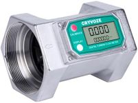 GRYVOZE 3 Inch Digital Flow Meter, 21-264 GPM Inline NPT Thread Fuel Turbine Flowmeter with LCD Display for Water, Diesel, Gas Oil, Gasoline, and Other Liquids (5 Units: Gallon, QTS, PTS, L, m³)