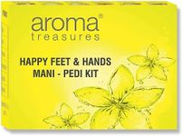 Aroma Treasures Happy Feet and Hands Manicure pedicure kit contains Cuticle cream, Footh wash, Lavender salt, Scrub, Foot mask (One time use kit)