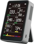 Professional Indoor Air Quality Monitor with AQI Alerts, Portable Real-Time Detector for Home, Car, Plants & Pets (Taupe Grey)