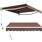 TANGZON 4 x 2.5m/ 3 x 2.5m/2.5m x 2m Retractable Manual Awning, Aluminum Sun Shade Shelter with Fittings & Crank Handle, Anti-UV Outdoor Telescopic Canopy for Patio Balcony Cafe (Coffee, 2.5m x 2m)