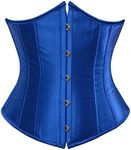 Zhitunemi Women's Lace Up Boned Jacquard Brocade Waist Training Underbust Corset, Blue, 5X-Large